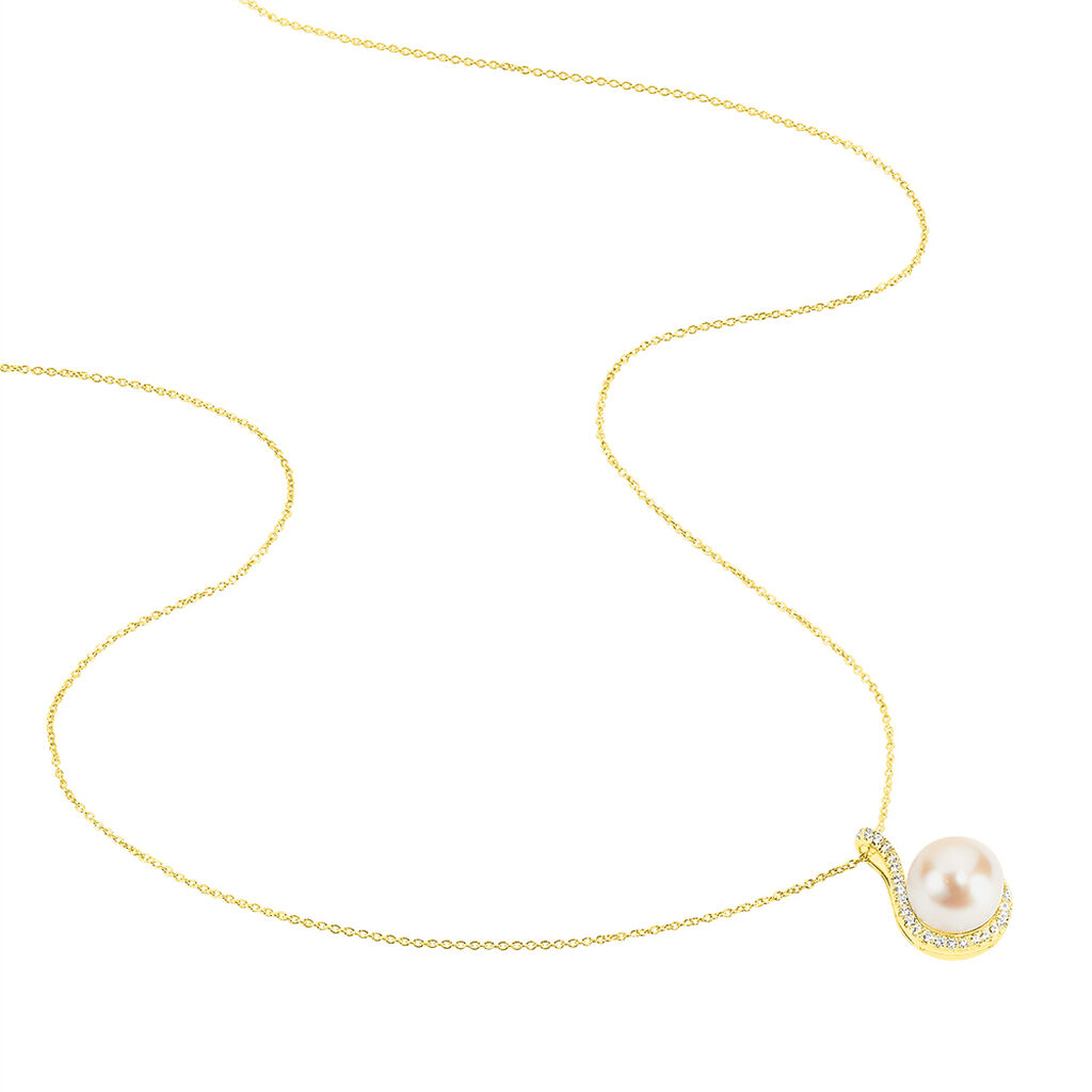 Damen Halskette Gold 375 Zuchtperle Zirkonia - Halsketten Damen | OROVIVO