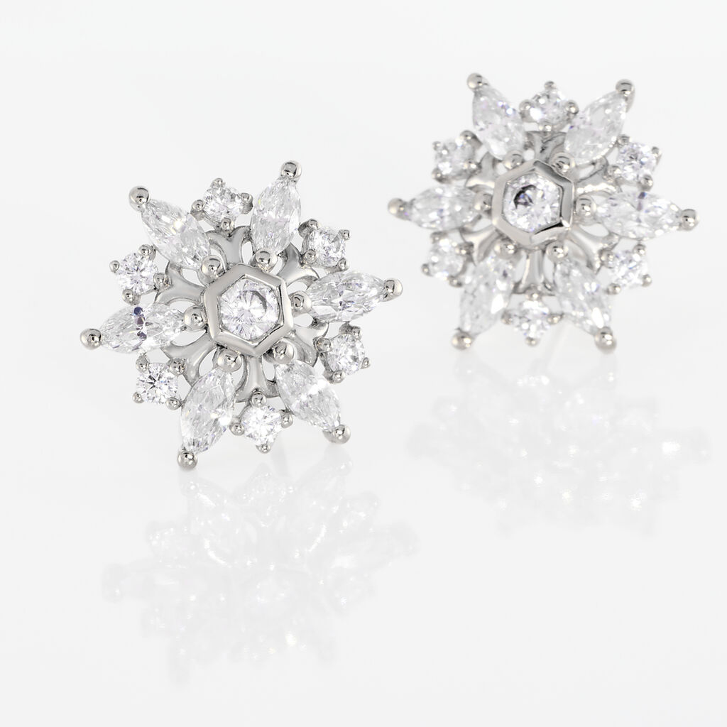 Boucles D'oreilles Or Weiss Allassane Formes Flocons - Spannringe Damen | OROVIVO
