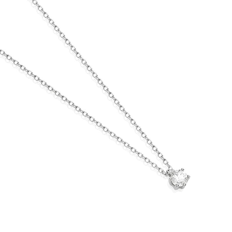 Sonate Damen Collier Wei&szlig;gold 585 (14 Karat) Synthetischer Diamant Wei&szlig; 0,16 ct - Halsketten Damen | OROVIVO