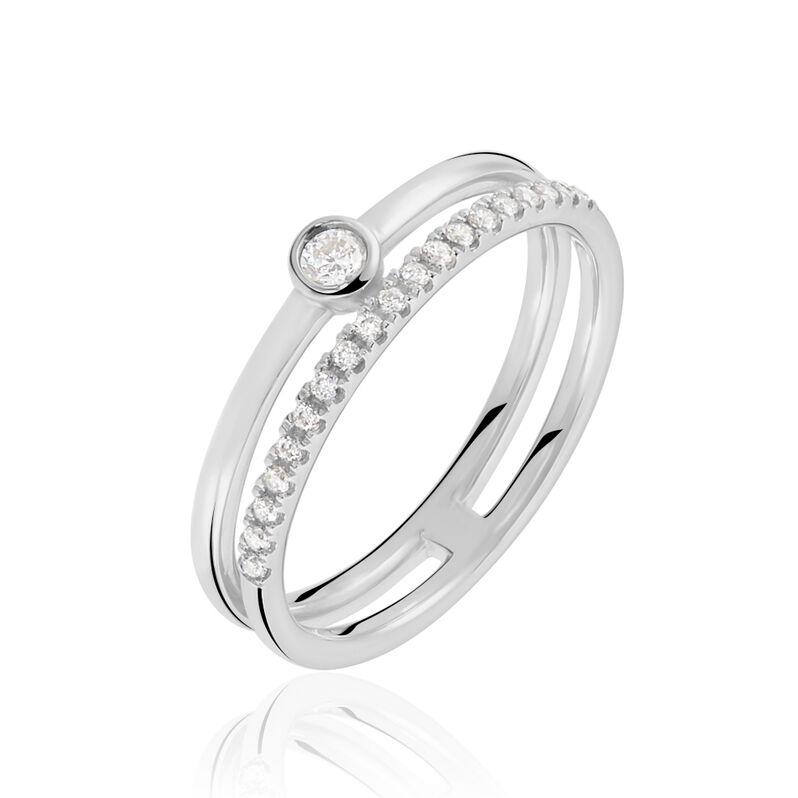 LAURA Damen Ring Wei&szlig;gold 375 (9 Karat) Zirkonia Wei&szlig; 0,21 ct - Ringe mit Stein Damen | OROVIVO