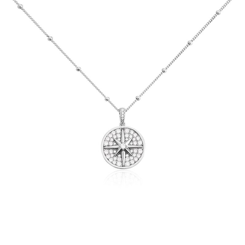 LAYNE Damen Collier Silber 925 Zirkonia Wei&szlig; 0,06 ct Kreis - Halsketten Damen | OROVIVO