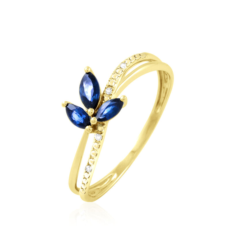 Bague Angie Or Jaune Saphir Et Diamant - Spannringe Damen | OROVIVO