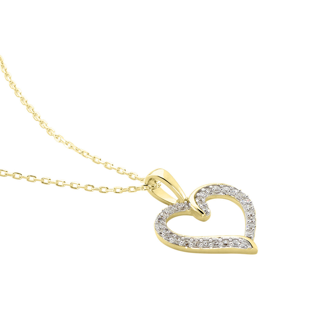 Damen Collier Gold 375 Diamant 0,12ct Herz Herz Chic - Halsketten Damen | OROVIVO