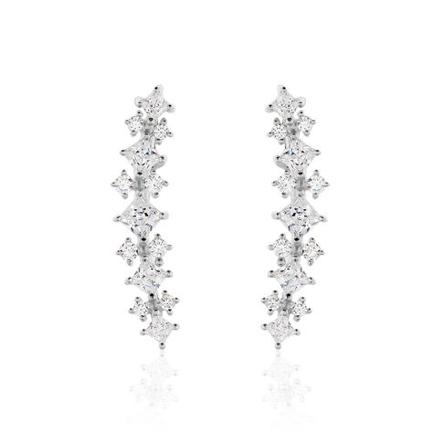 ANGELINE BLATT 5 Damen Ohrschmuck Silber 925 Zirkonia Wei&szlig; 0,4 ct Viereck - Ohrringe mit Stein  | OROVIVO