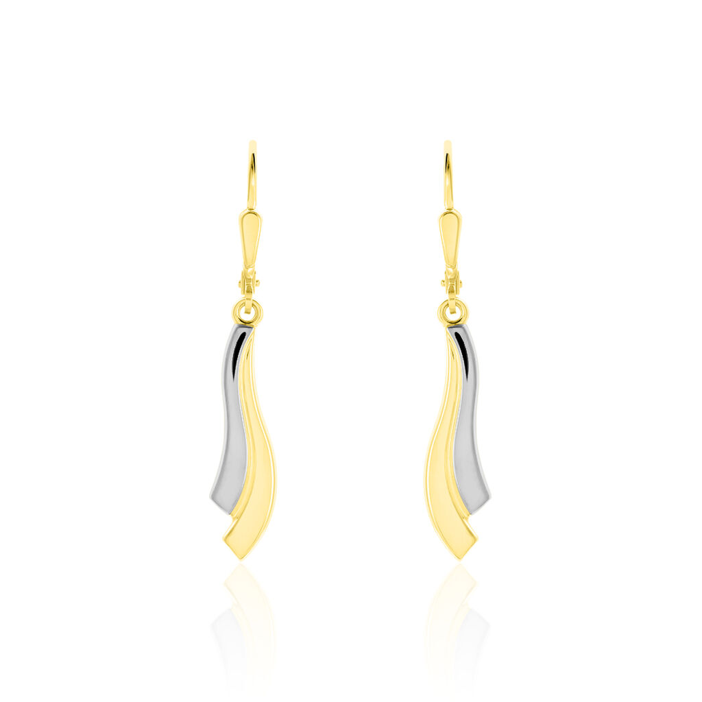 BRIGITTE 2 Damen Ohrringe Lang Gold Bicolor 333 (8 Karat) Welle