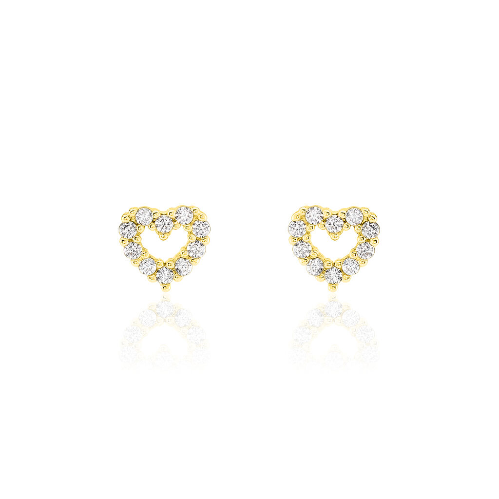 DARIA HERZ 16 Damen Ohrstecker Gold 375 (9 Karat) Zirkonia Weiß Herz - Ohrstecker Damen | OROVIVO