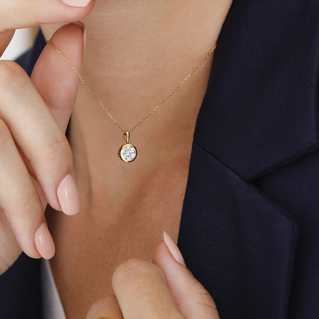 Damen Collier Gold 750 Diamant 0,34ct Kreis Elina - Halsketten Damen | OROVIVO