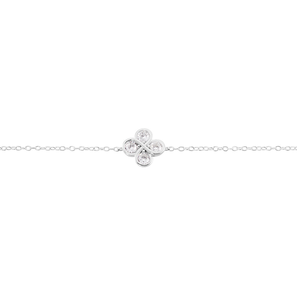 KAIYA Damen Armband Silber 925 Zirkonia Wei&szlig; 0,7 ct Talisman Kleeblatt