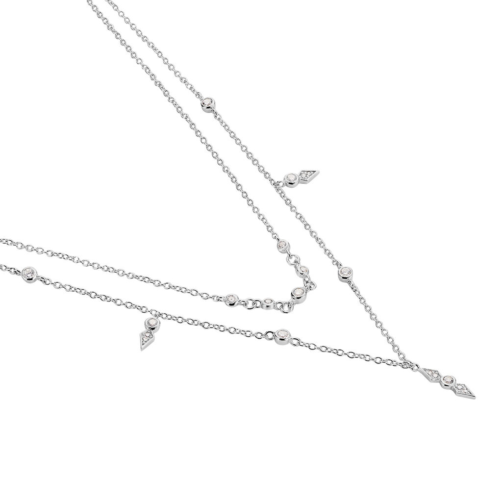 JULIA 2 Damen Collier Silber 925 Zirkonia Wei&szlig; 0,13 ct