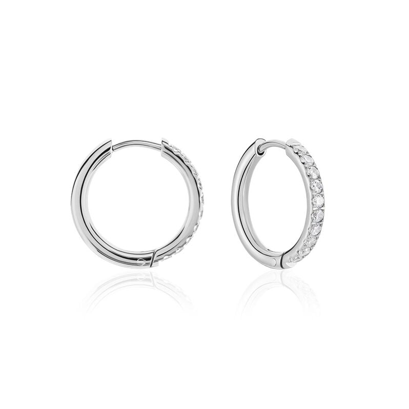 Damen Creolen Titan Zirkonia Wei&szlig; 0,2 ct B 2,2 mm - Creolen Damen | OROVIVO