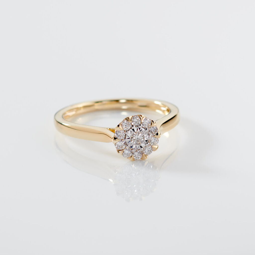 ALLYSON Damen Ring Gold 585 (14 Karat) Diamant Wei&szlig; 0,040 ct Kreis
