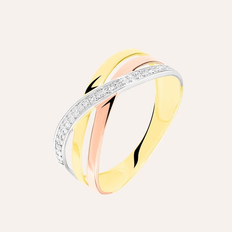Anello Fascia Sophia Oro Tricolore Diamante - Spannringe Damen | OROVIVO