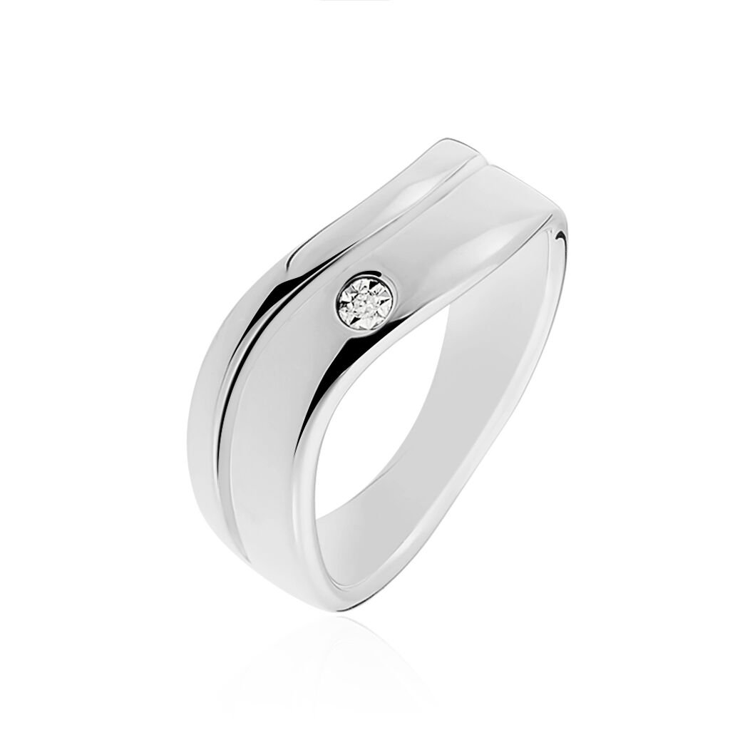 Damen Ring Silber 925 Diamant Weiß 0,01 ct Welle B 21 mm, Ring mit Stein