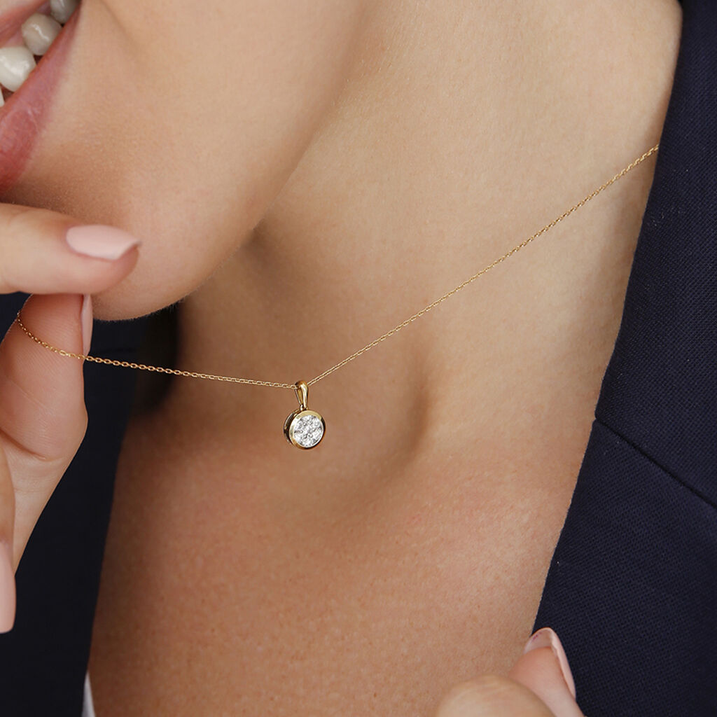 Damen Collier Gold 750 Diamant 0,34ct Kreis Elina - Halsketten Damen | OROVIVO