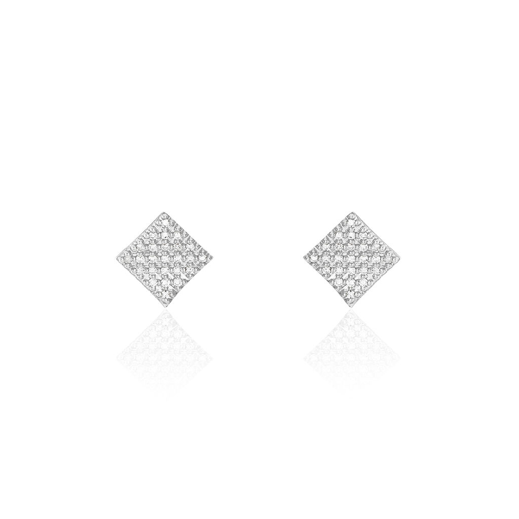 Boucles D'oreilles Puces Sidonie Or Blanc Diamant - Spannringe Damen | OROVIVO
