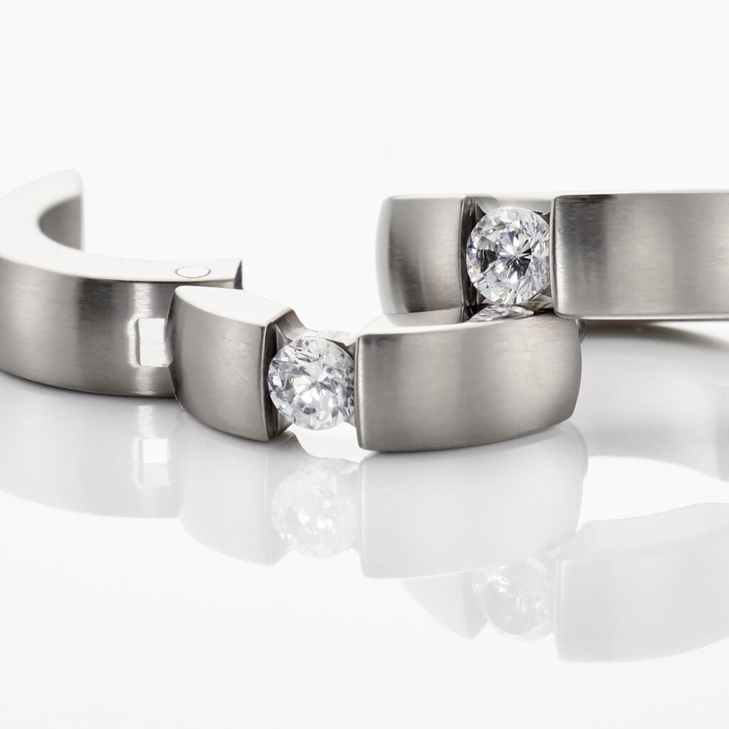 MOLLY Damen Creolen Titan Zirkonia Wei&szlig; B 4 mm