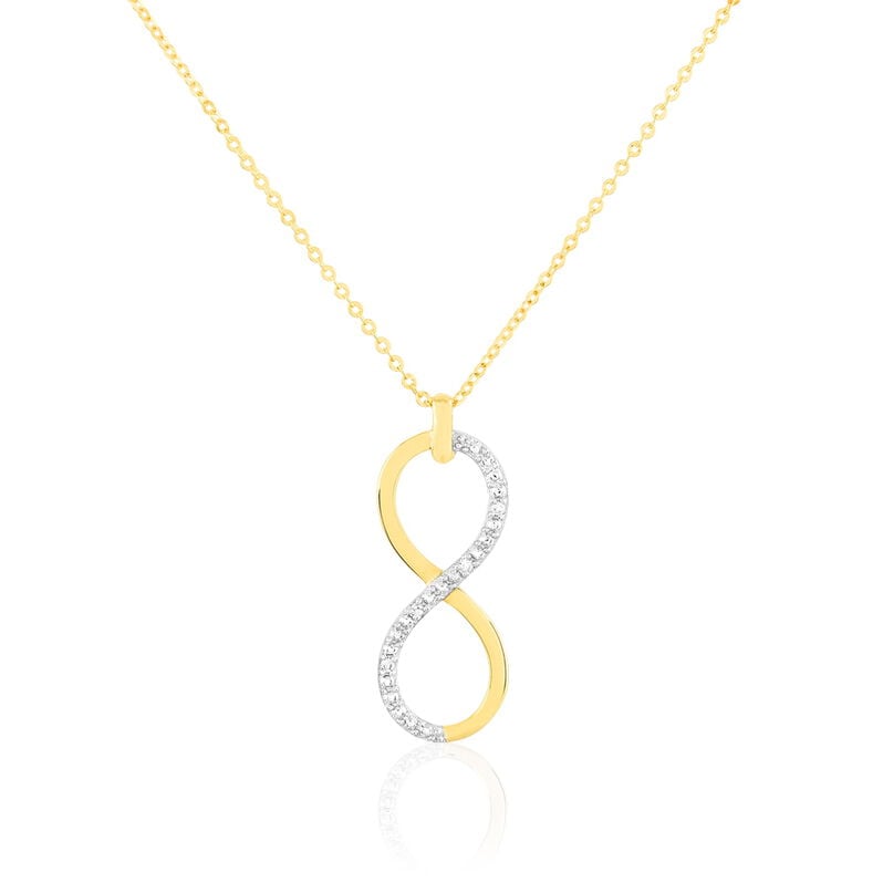 INFINO Damen Collier Gold 375 (9 Karat) Diamant Wei&szlig; 0,01 ct Unendlichkeit - Halsketten Damen | OROVIVO