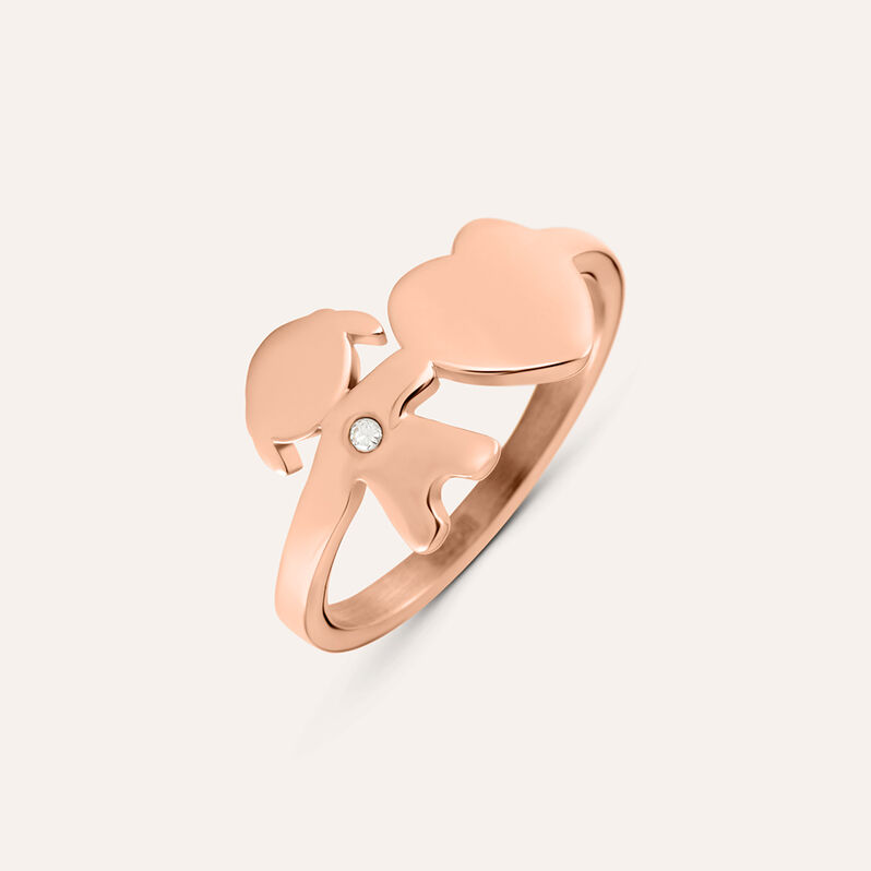 Anello Fantasia Sunrise Acciaio Rosa Cristallo - Spannringe Damen | OROVIVO