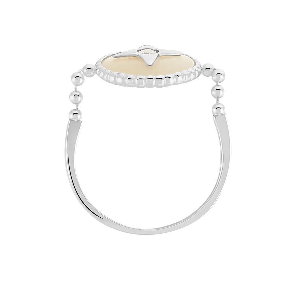 Damenring Weißgold 375 Zirkonia Perlmutt - Ringe mit Stein Damen | OROVIVO