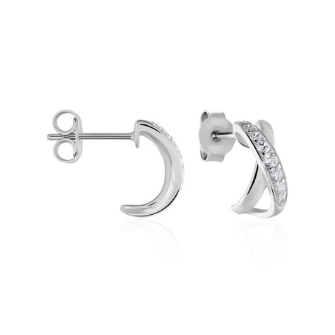 Damen Steckcreolen Silber 925 Zirkonia gekreuzt - Creolen Damen | OROVIVO