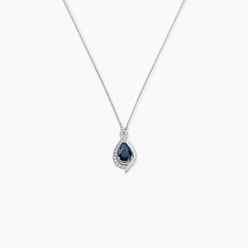 Collier Angelika Or Blanc Saphir Et Diamant - Spannringe Damen | OROVIVO
