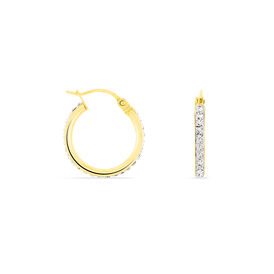 Damen Creolen Gold 375 Kristalle 19mm - Creolen Damen | OROVIVO