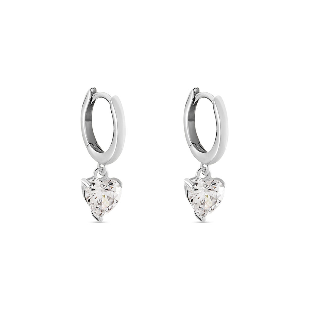 Damen Creolen Silber Silber 925 Zirkonia Herz Billi - Creolen Damen | OROVIVO