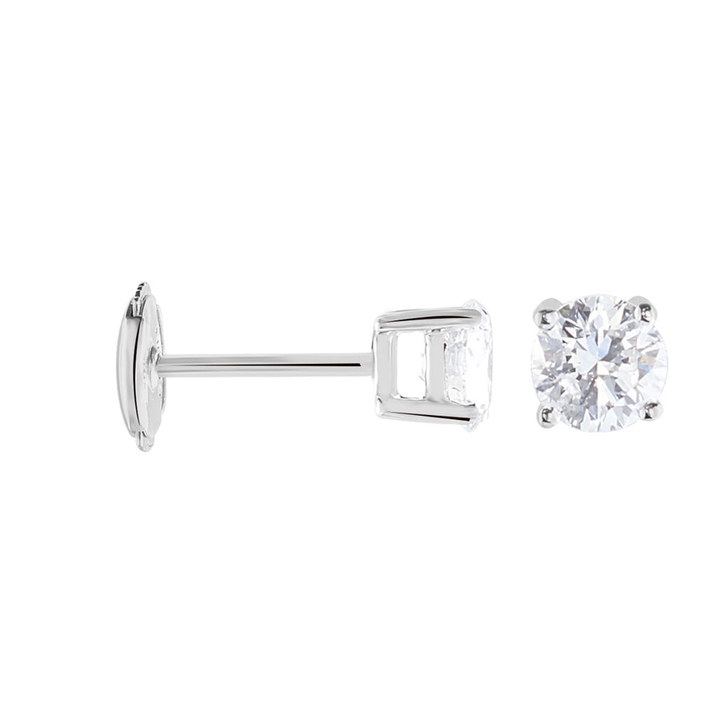 Boucles D'oreilles Or Weiss Puces Diamants Synthetique - Spannringe Damen | OROVIVO