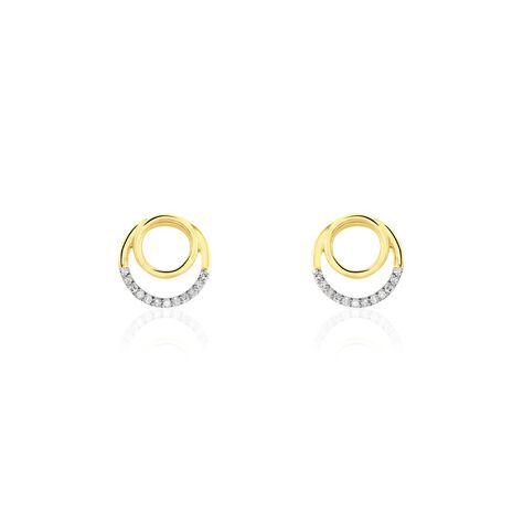 Damen Ohrstecker Gold 375 Diamanten 0,072ct Doppelkreis Atlanta - Ohrstecker Damen | OROVIVO