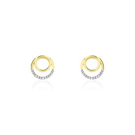 Damen Ohrstecker Gold 375 Diamanten 0,072ct Doppelkreis Atlanta - Ohrringe Damen | OROVIVO
