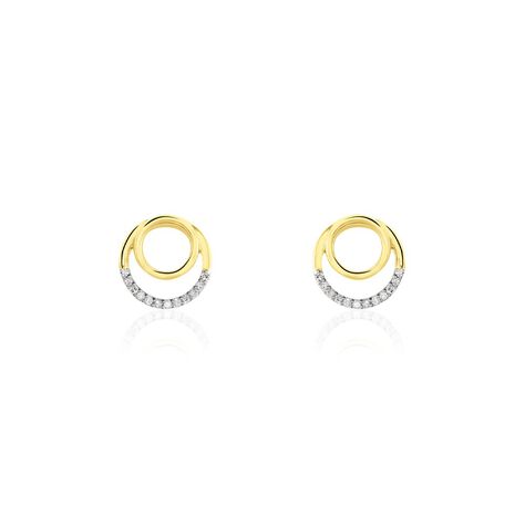 Damen Ohrstecker Gold 375 Diamant 0,07ct Doppelkreis Atlanta  - Ohrstecker Damen | OROVIVO