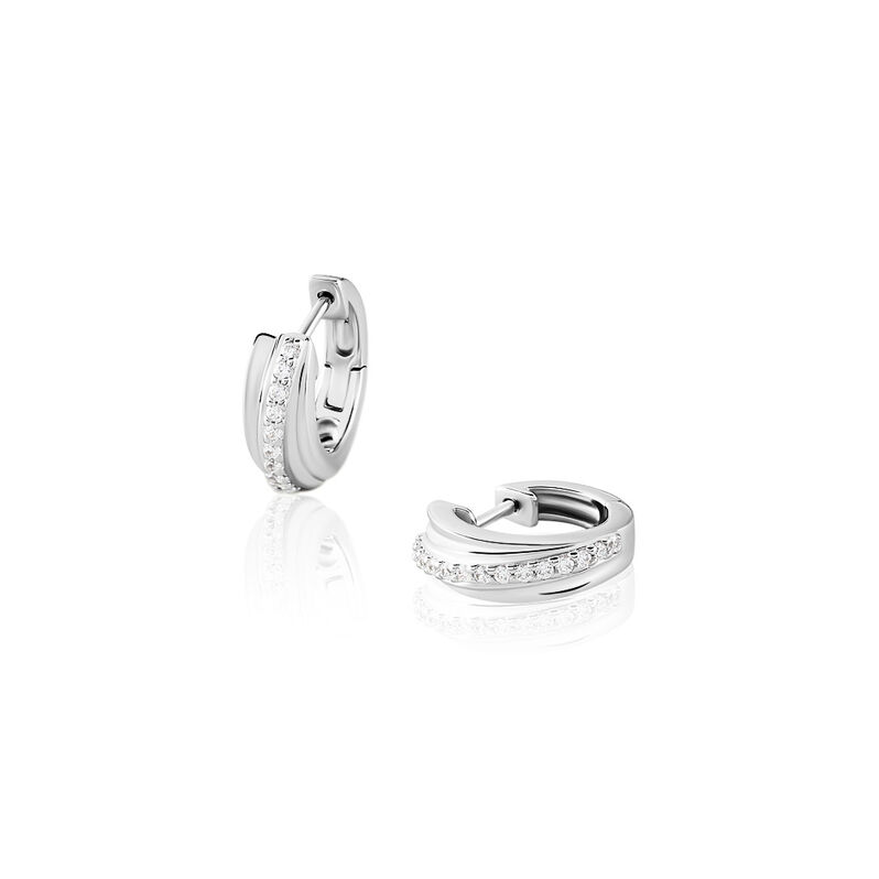 ELVAYA Damen Creolen Silber 925 Zirkonia Weiß 0,1 ct Kreis - Creolen Damen | OROVIVO