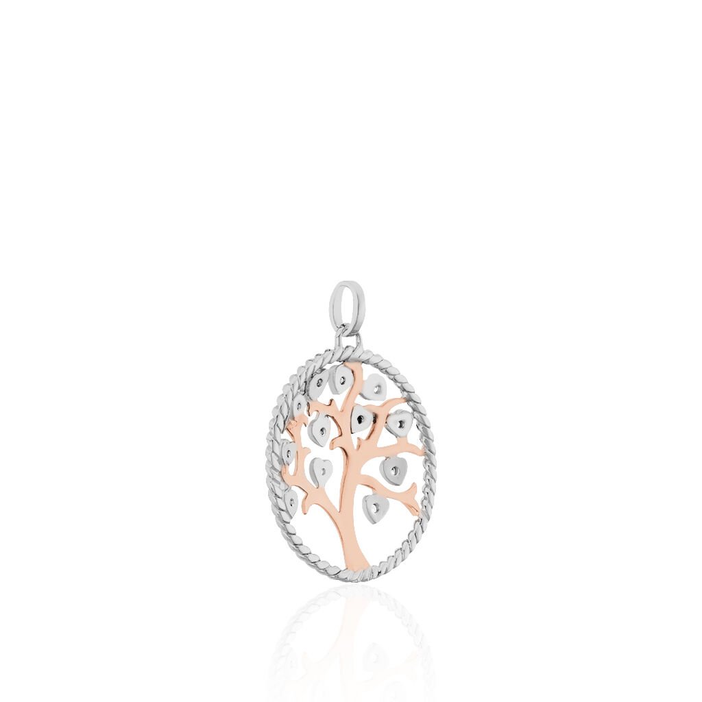 SVALA LEBENSBAUM 2 Damen Anh&auml;nger Silber Bicolor Silber/Ros&eacute;gold 925 Zirkonia Wei&szlig; Baum