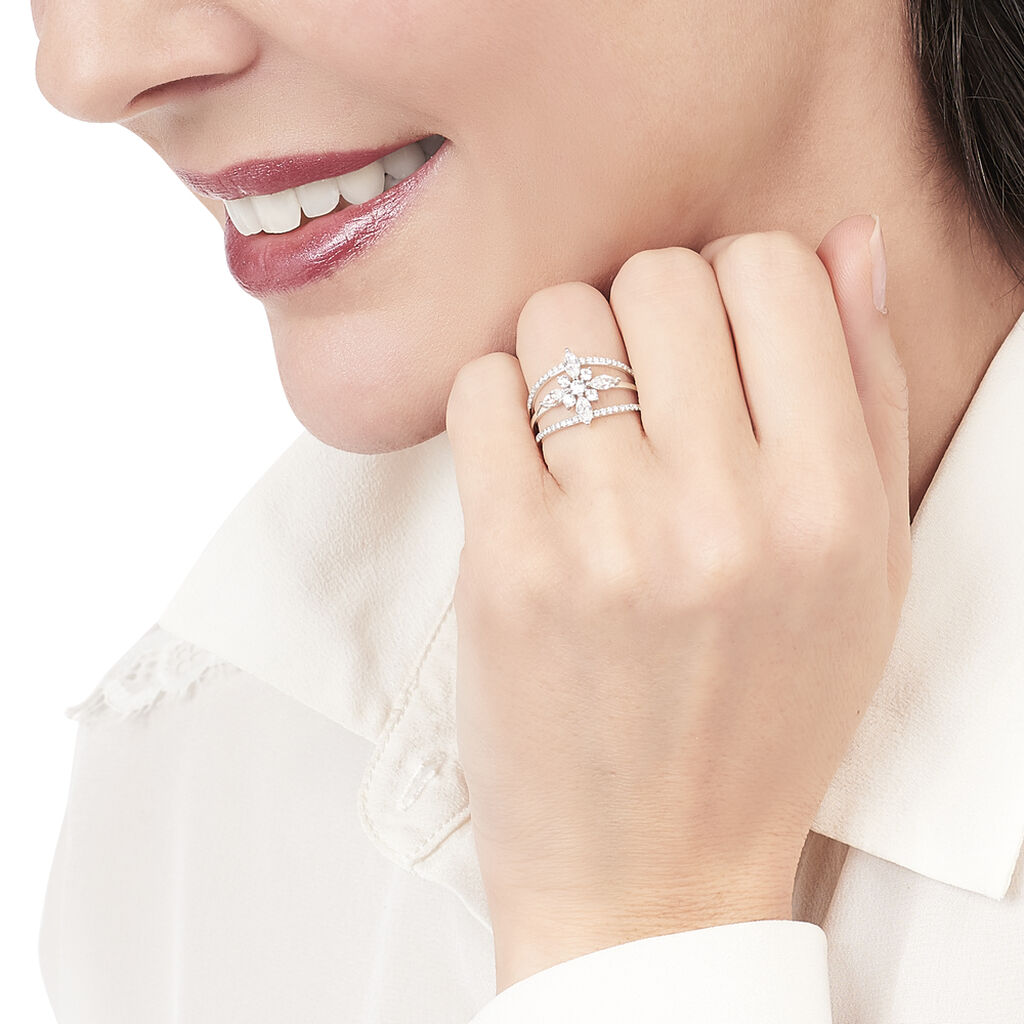 Bague Elsmeralda Or Blanc Oxyde De Zirconium - Spannringe Damen | OROVIVO