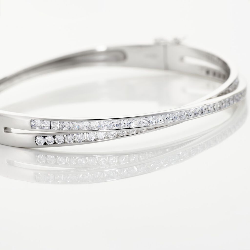 Damen Armreif / Armspange Silber 925 Zirkonia Wei&szlig;