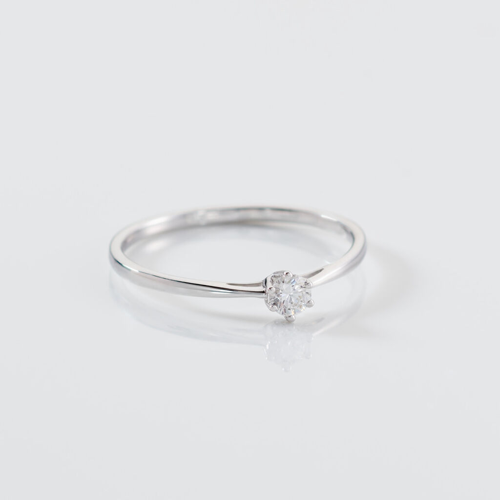 Sonate Damen Ring Wei&szlig;gold 585 (14 Karat) Synthetischer Diamant Wei&szlig; 0,16 ct