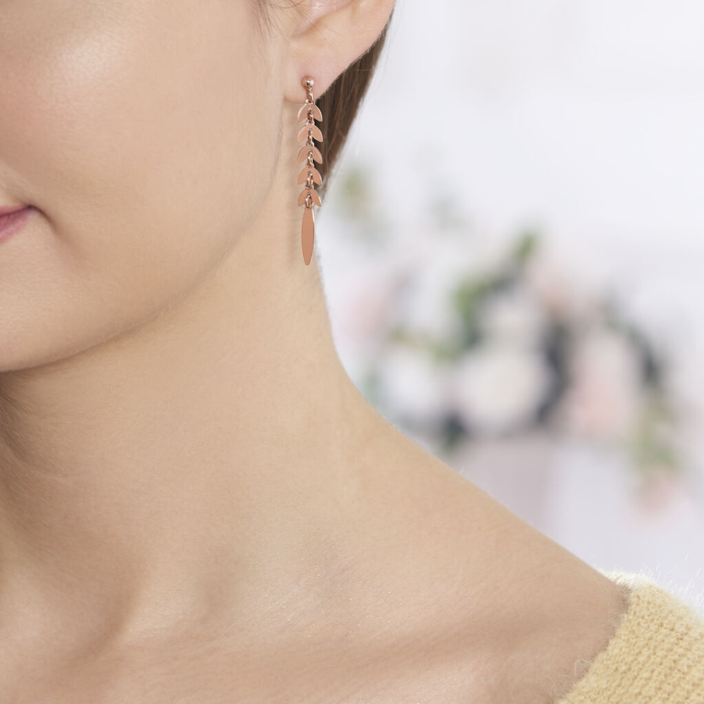 Damen Ohrstecker Lang Silber 925 Rosé Vergoldet  - Ohrringe Damen | OROVIVO