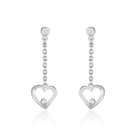 Damen Ohrstecker Lang Silber 925 Diamant Herz - Ohrstecker lang Damen | OROVIVO