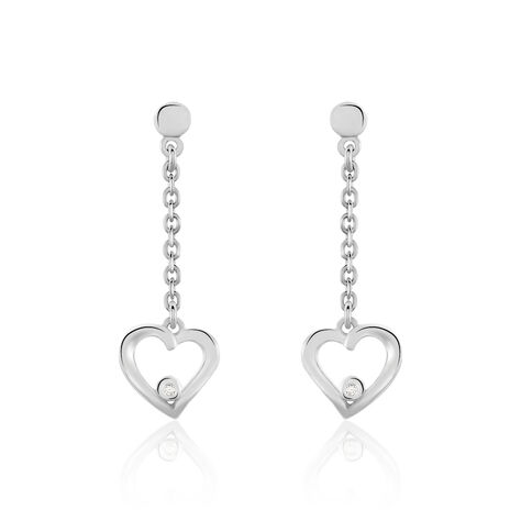 Damen Ohrstecker Lang Silber 925 Diamant Herz - Ohrringe mit Stein Damen | OROVIVO