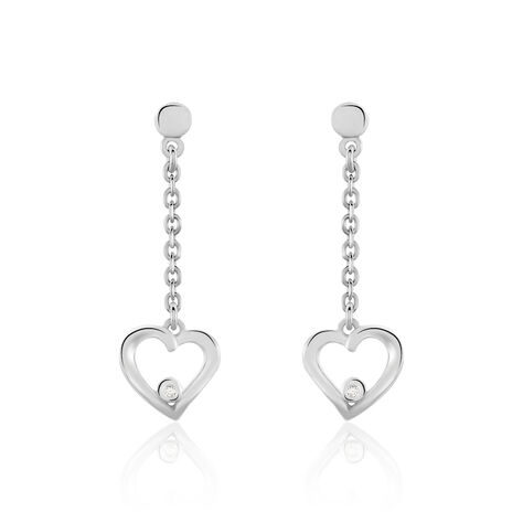 Damen Ohrstecker Lang Silber 925 Diamant Herz - Ohrringe mit Stein Damen | OROVIVO