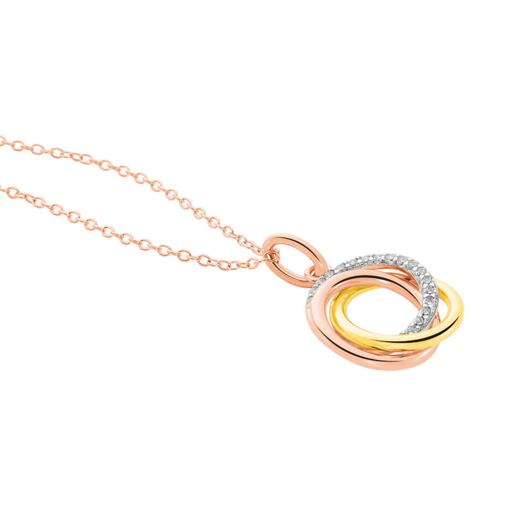 CELESTE Damen Collier Silber Tricolor 925 Zirkonia Wei&szlig; 0,33 ct Kreis