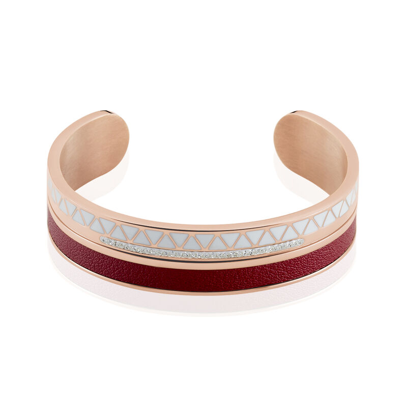 Jonc Acier Rose Cuir Rouge Imagine Victoriano Email Strass - Spannringe Damen | OROVIVO