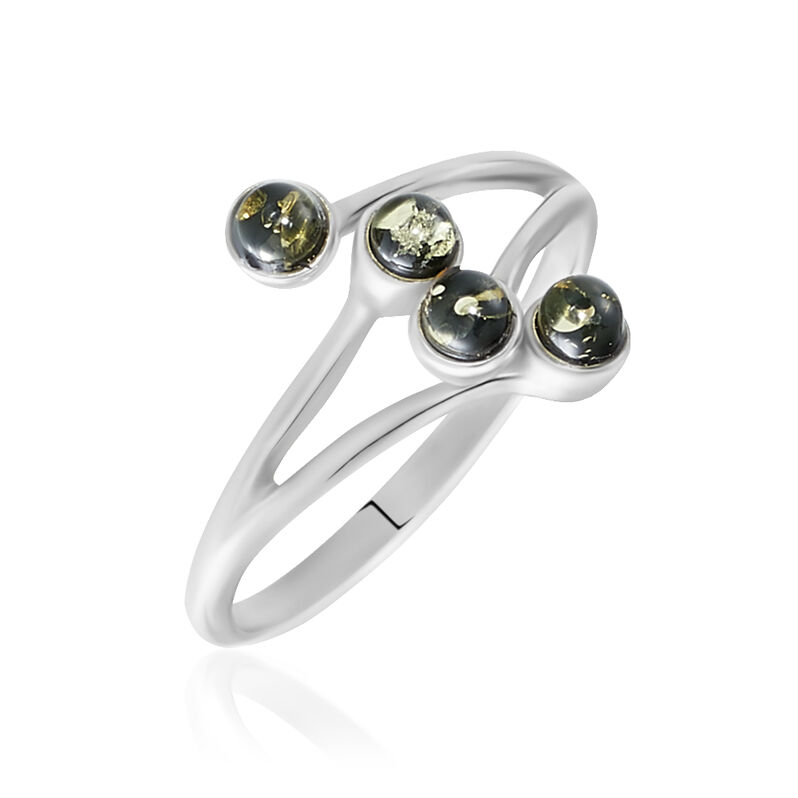 Bague Argent Rhodie Accorus Ambre Verte - Spannringe Damen | OROVIVO