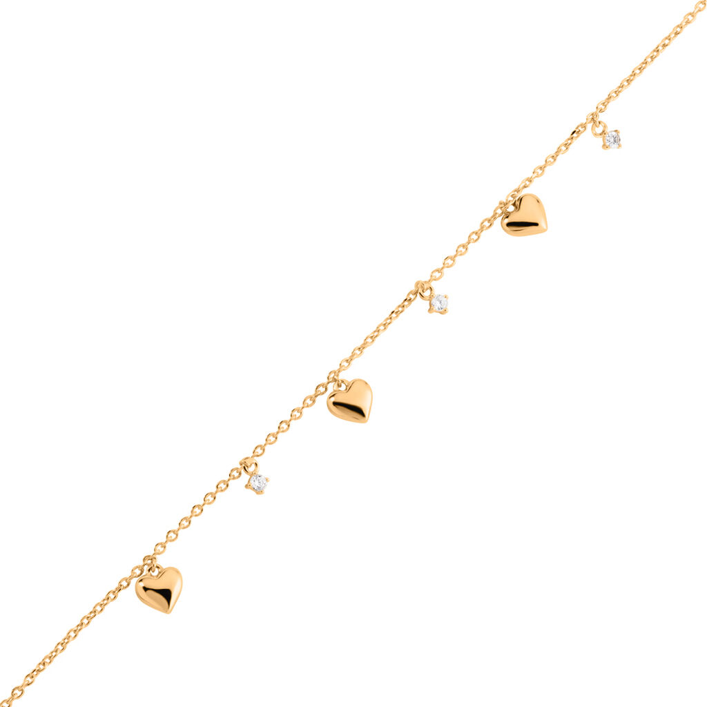 JAZMINE Damen Armband Vergoldet 750 Zirkonia Wei&szlig; Herz