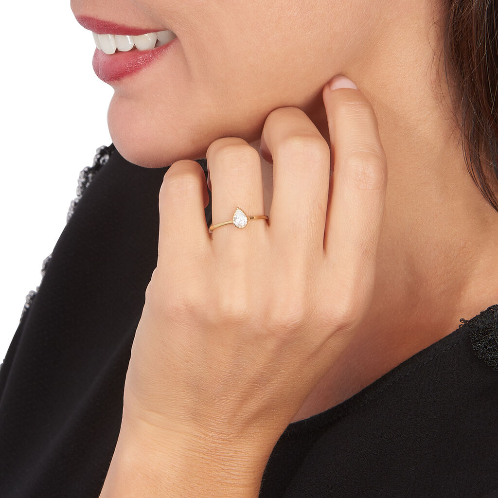 Bague Or Jaune Kadidja Goutte Oxyde Clos - Spannringe Damen | OROVIVO