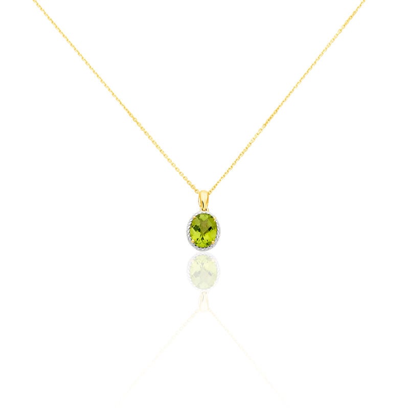 NAGA Damen Collier Gold 375 (9 Karat) Peridot Gr&uuml;n 2,15 ct Oval - Halsketten Damen | OROVIVO