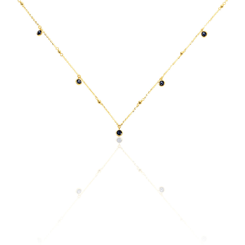 Damen Collier Gold 375 Zirkonia Blau Kreis Talila 1 - Halsketten Damen | OROVIVO
