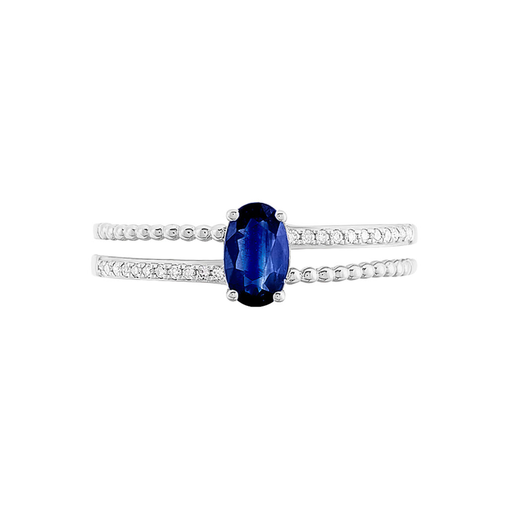 Bague Andrea Or Blanc Saphir Et Diamant - Spannringe Damen | OROVIVO
