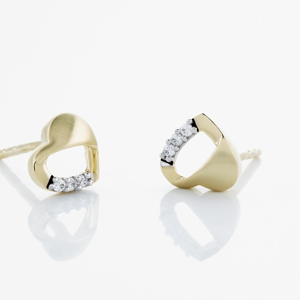 CONSTANZE Kinder Ohrstecker Gold 333 (8 Karat) Zirkonia Wei&szlig; Herz