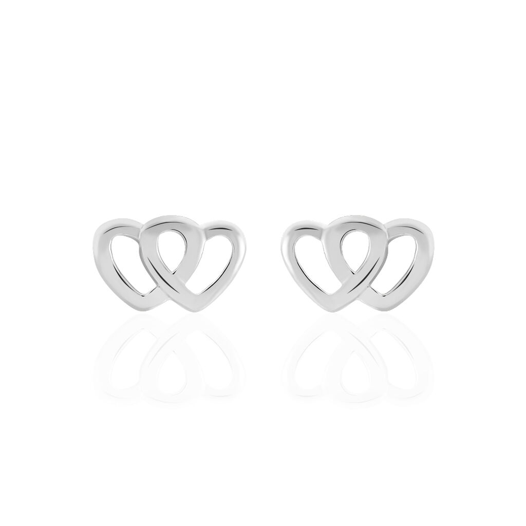 LEHINAAE Damen Ohrstecker Silber 925 Doppelherz